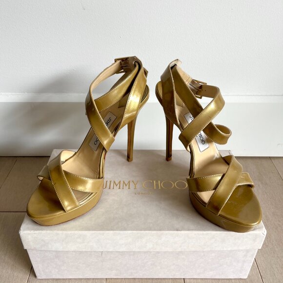 Jimmy Choo Iridescent Olive Heels - Picture 4 of 8